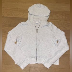 Aritzia TNA Waffle Zip Hoodie in H.light Cool Grey